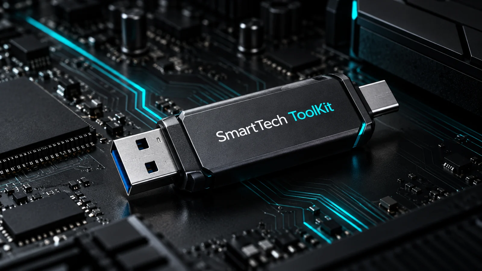 Concept visual of the SmartTech ToolKit portable USB device
